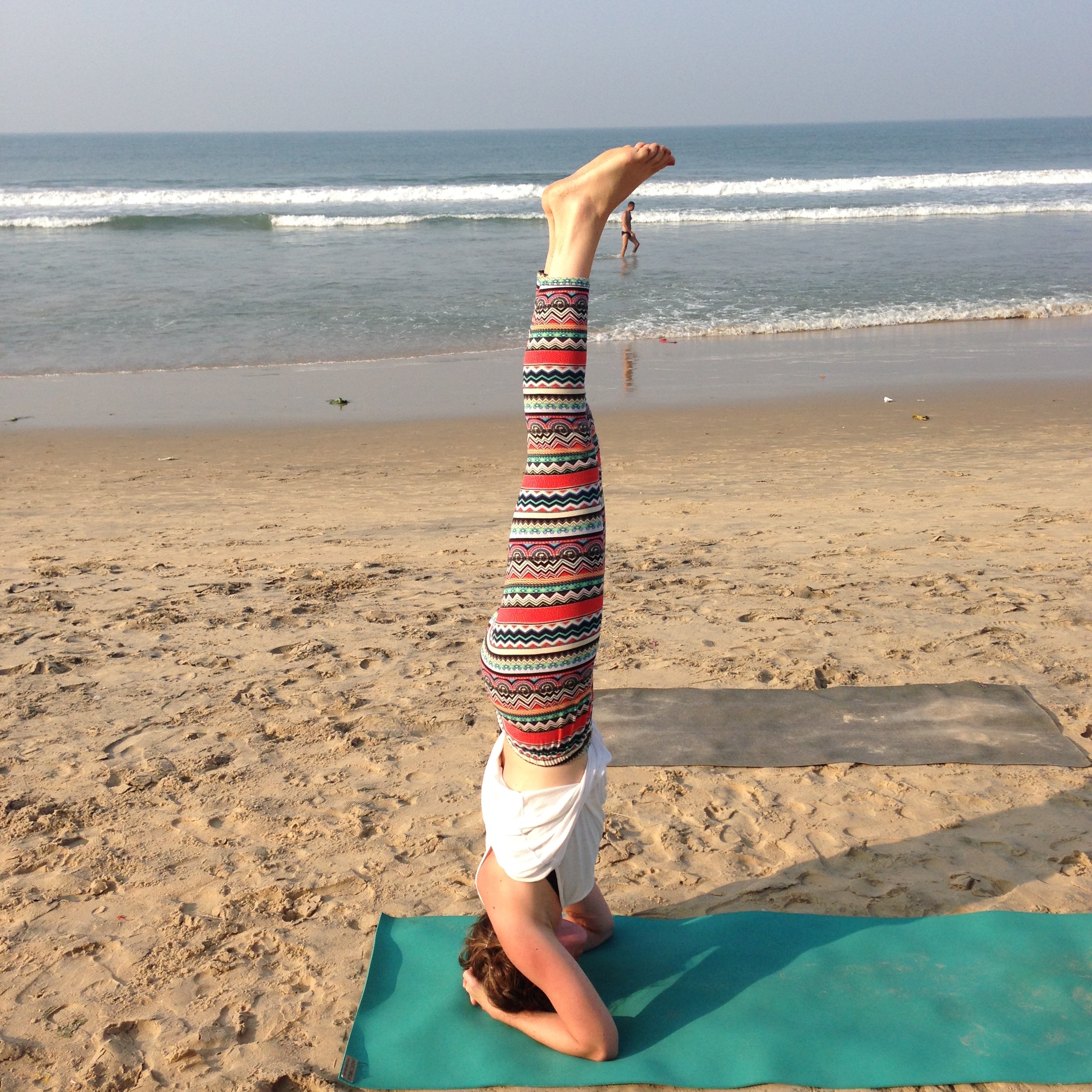 Christina LIljeroth Lydheksen Headstand Sirsasana Beach Yoga Varkala India