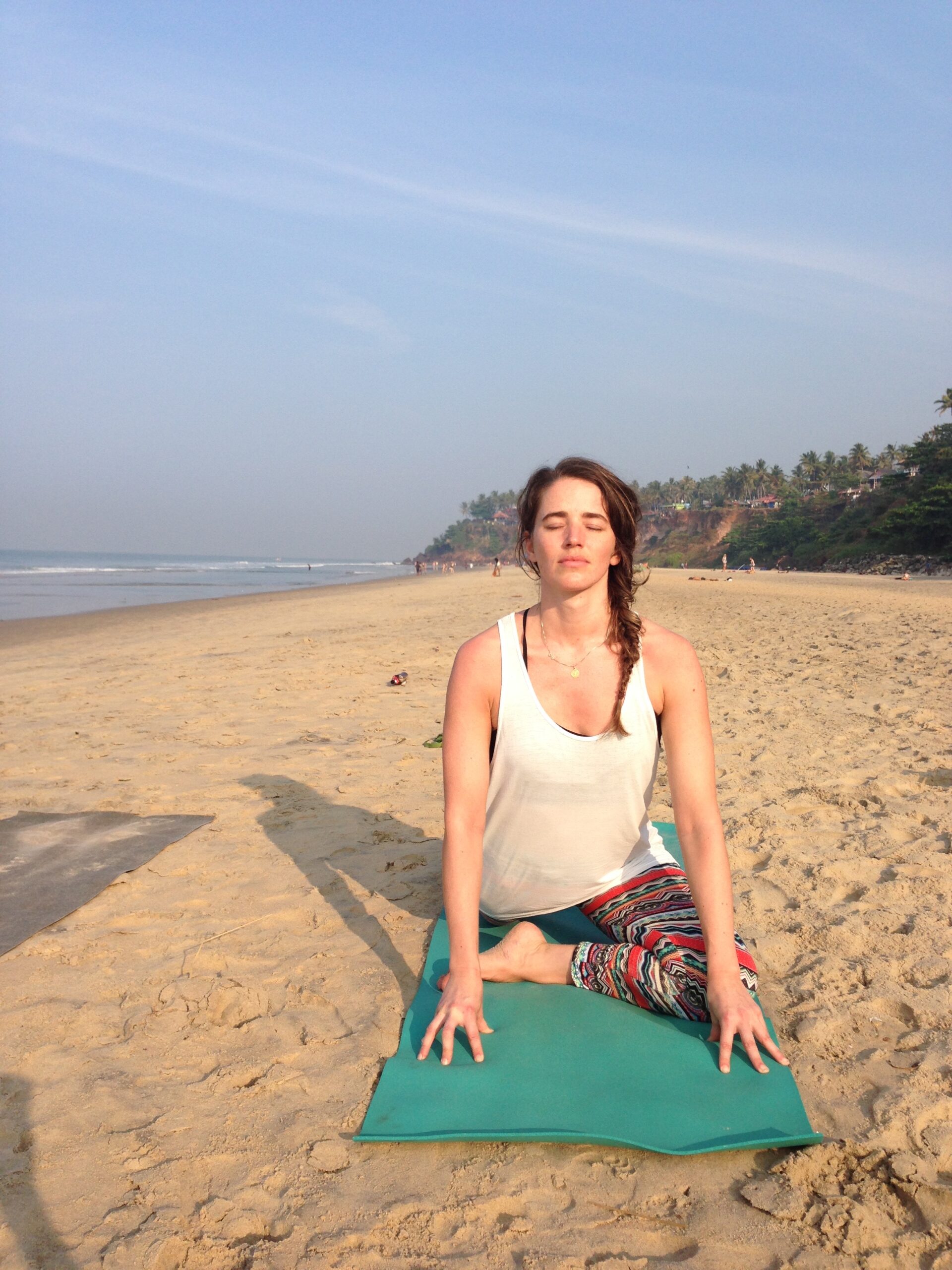 Christina Liljeroth Lydheksen Yoga On Beach Varkala India Pidgeon Pose